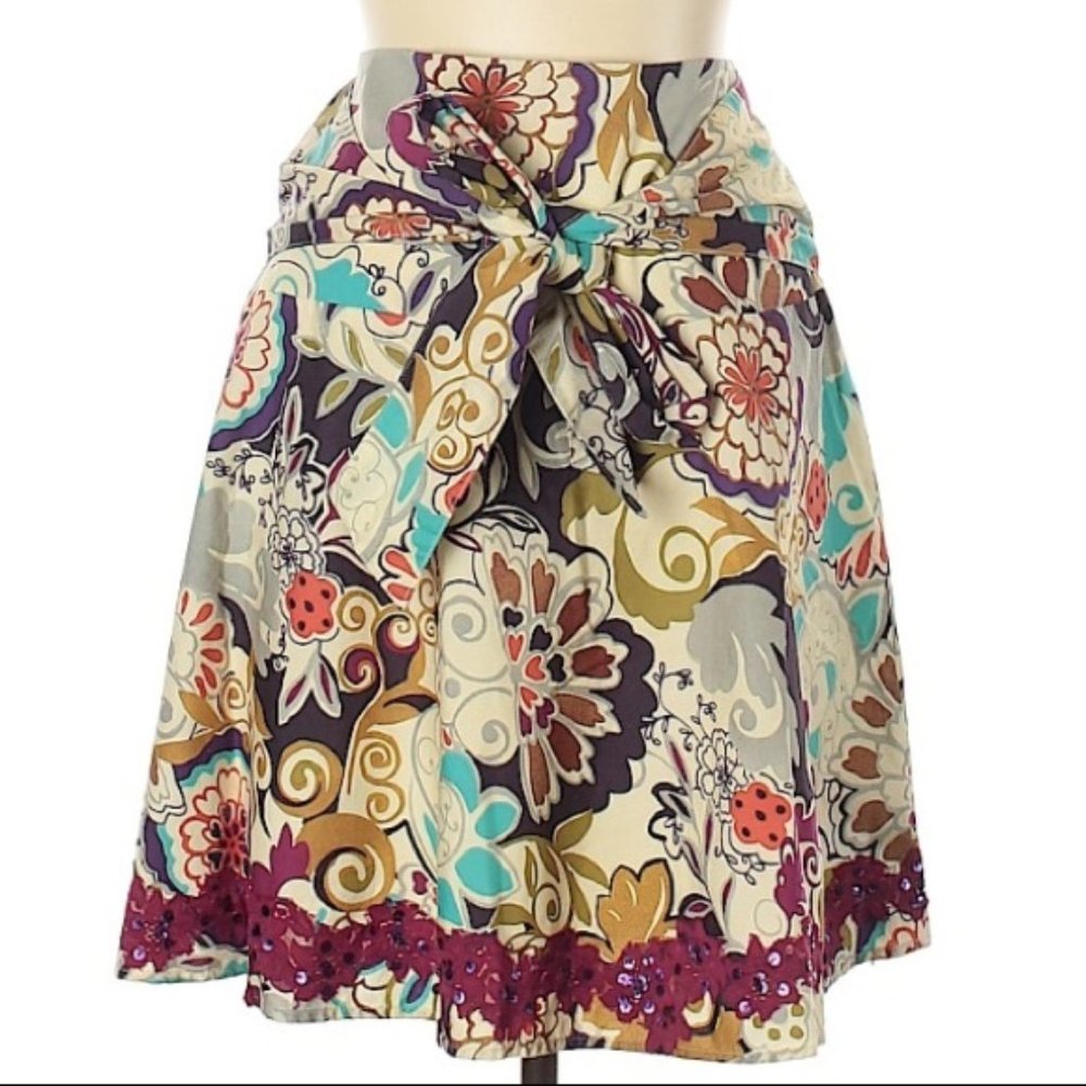 Zinc Floral Print Cotton Flared Skirt NWT